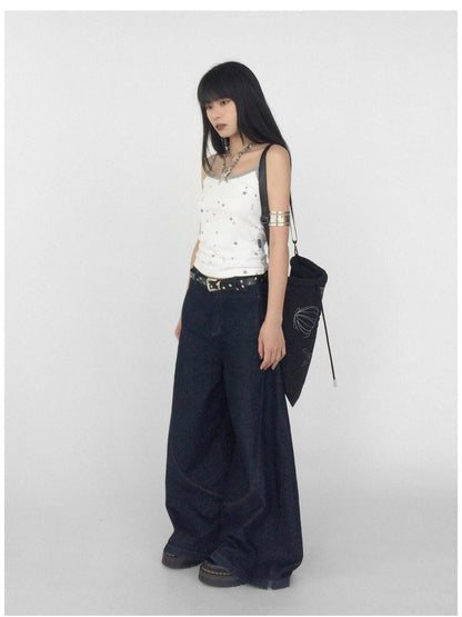 innomoood Stretch Knit Star Tears Print Slimming Camisole