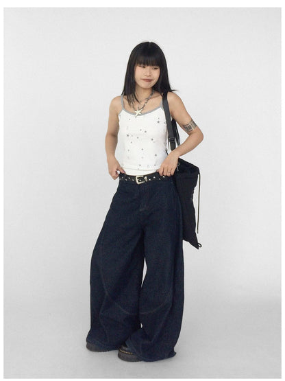 Stretch Knit Star Tears Print Slimming Camisole