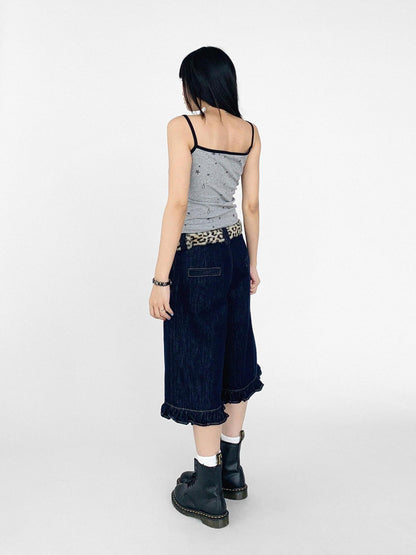 innomoood Stretch Knit Star Tears Print Slimming Camisole
