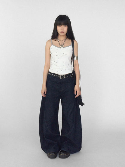 Stretch Knit Star Tears Print Slimming Camisole