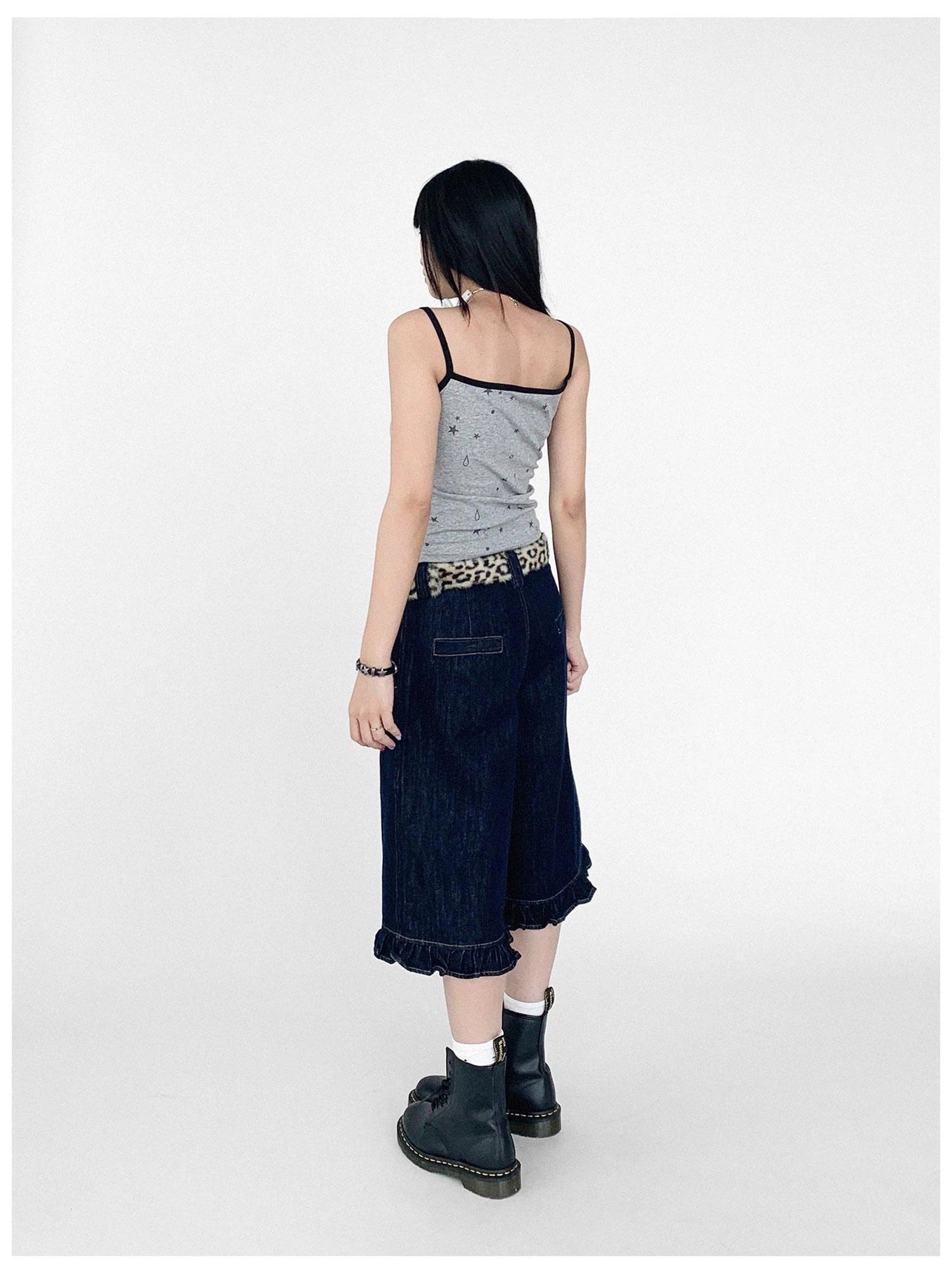 Stretch Knit Star Tears Print Slimming Camisole