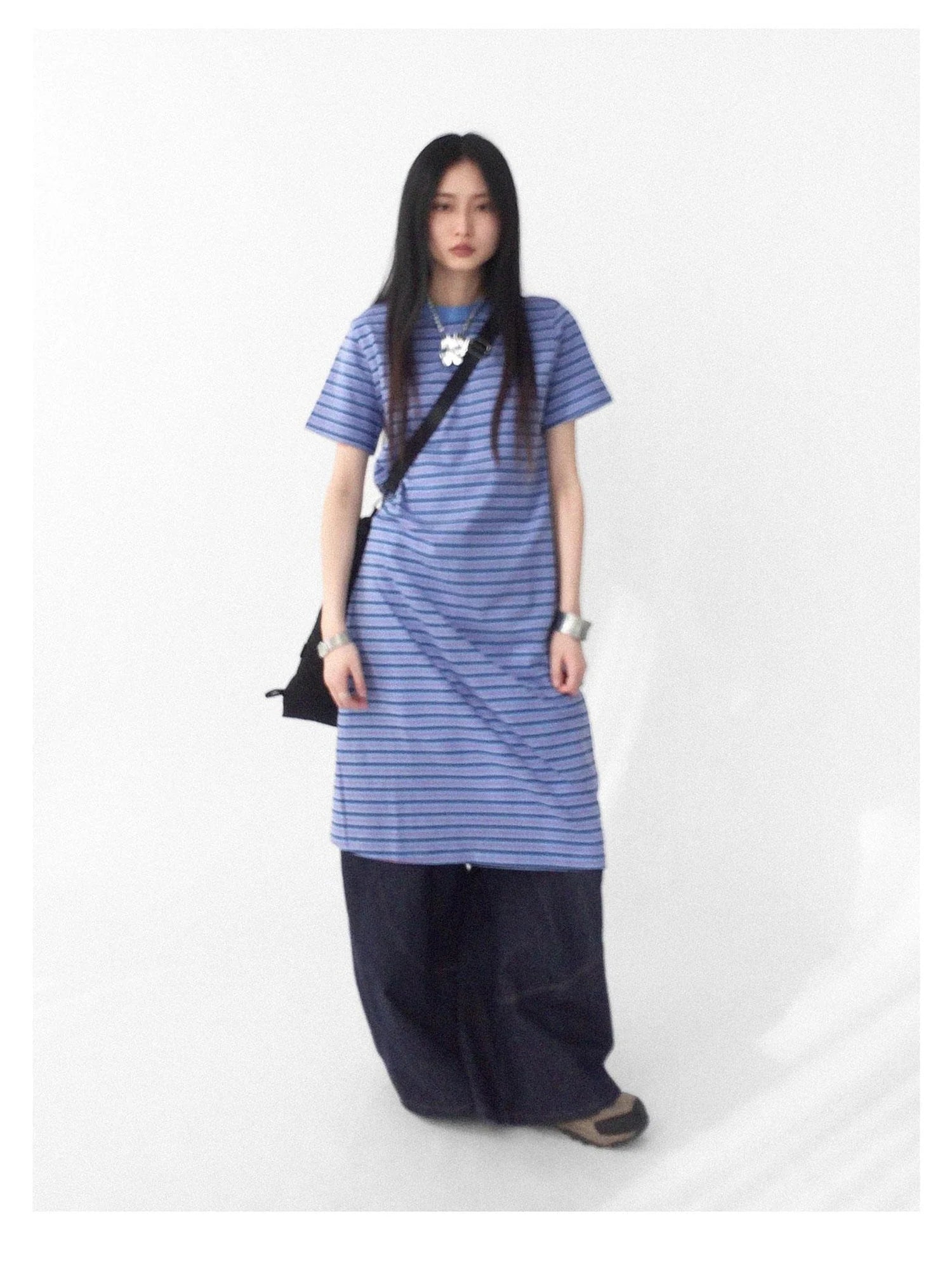 Striped Knit T-shirt Dress