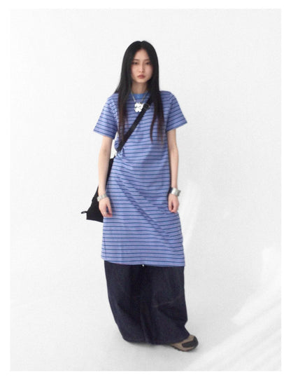 Striped Knit T-shirt Dress