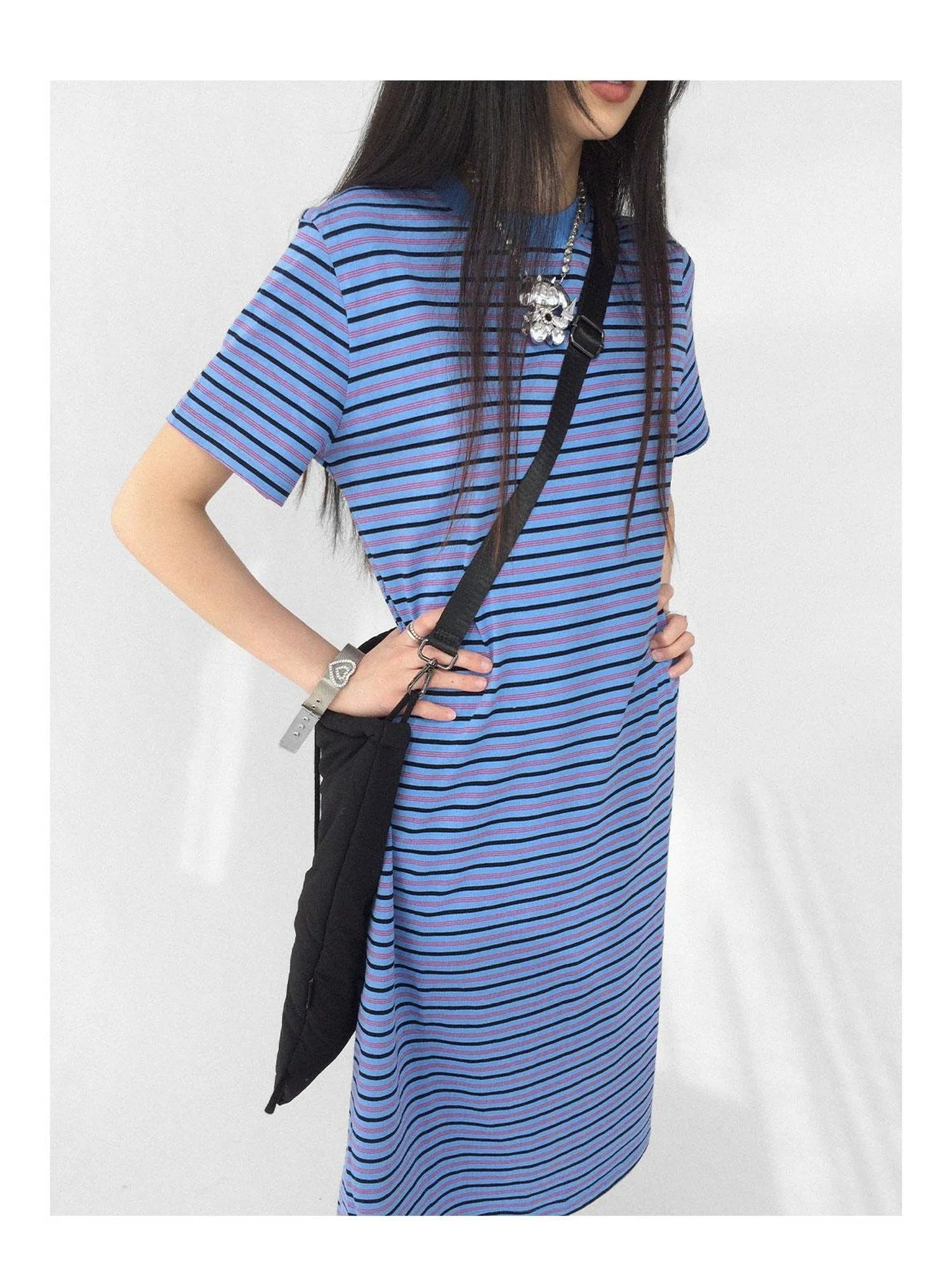 Striped Knit T-shirt Dress