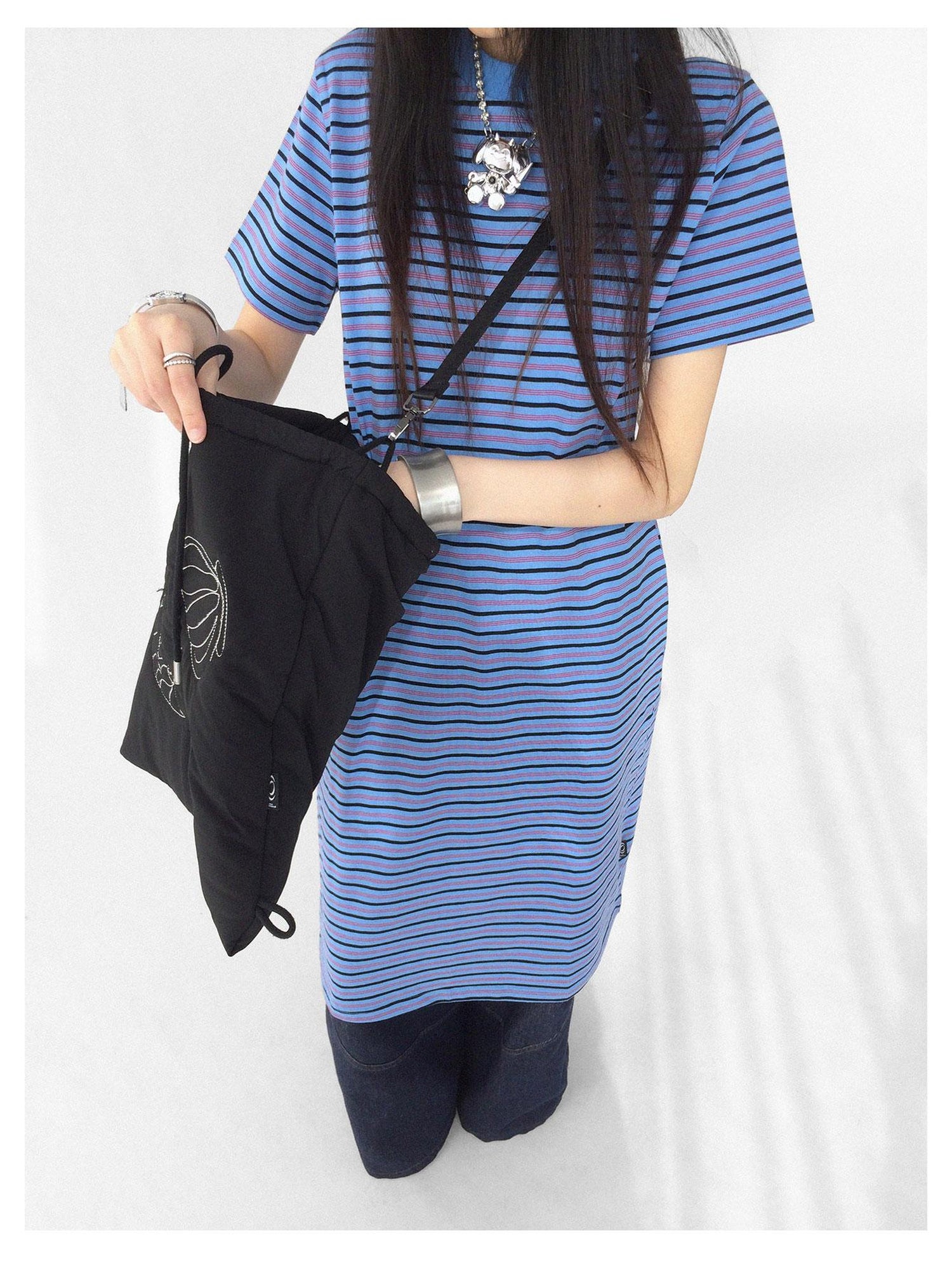 innomoood Striped Knit T-shirt Dress