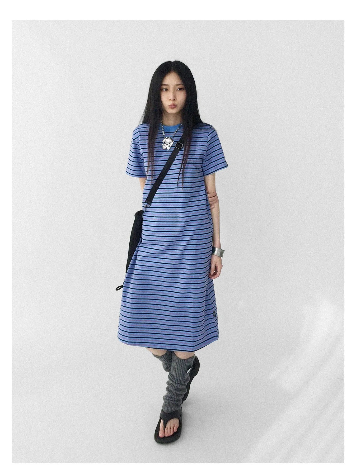 Striped Knit T-shirt Dress
