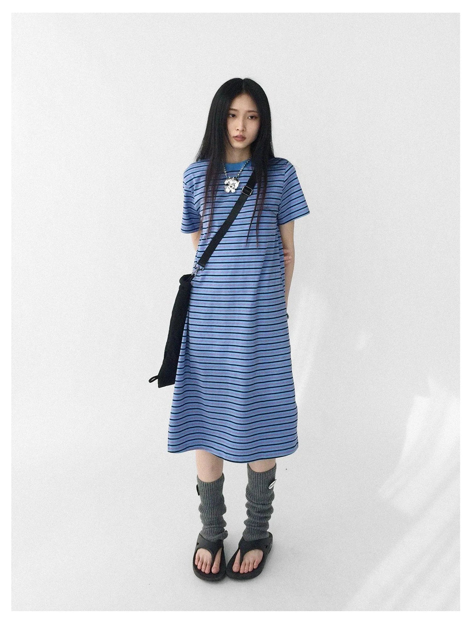 Striped Knit T-shirt Dress
