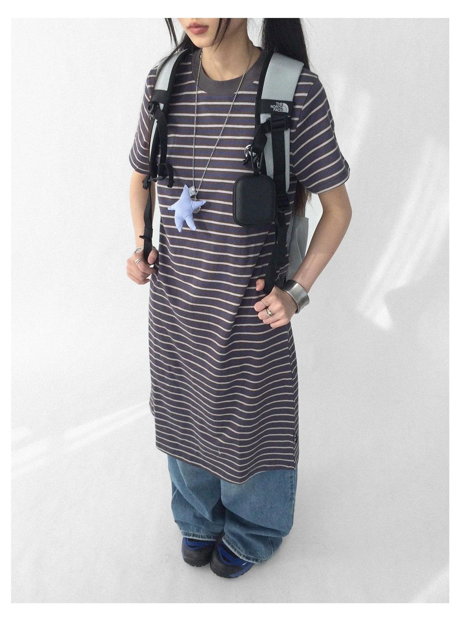 Striped Knit T-shirt Dress