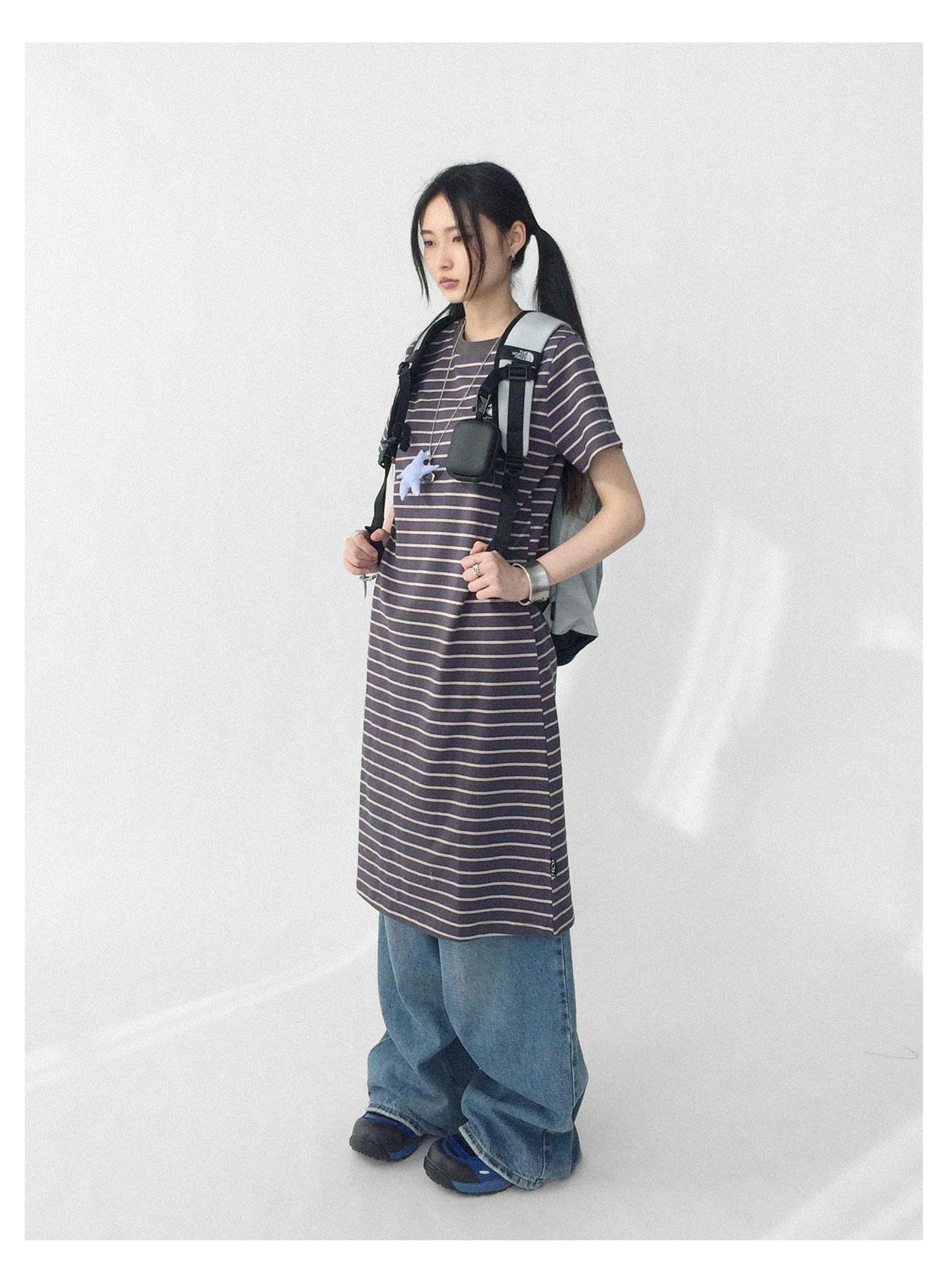 innomoood Striped Knit T-shirt Dress