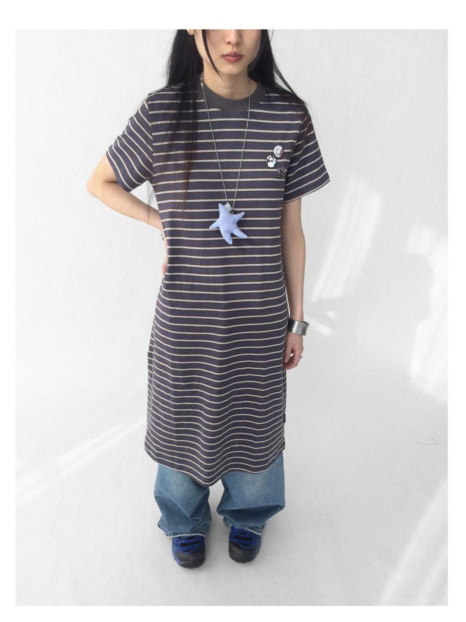 Striped Knit T-shirt Dress