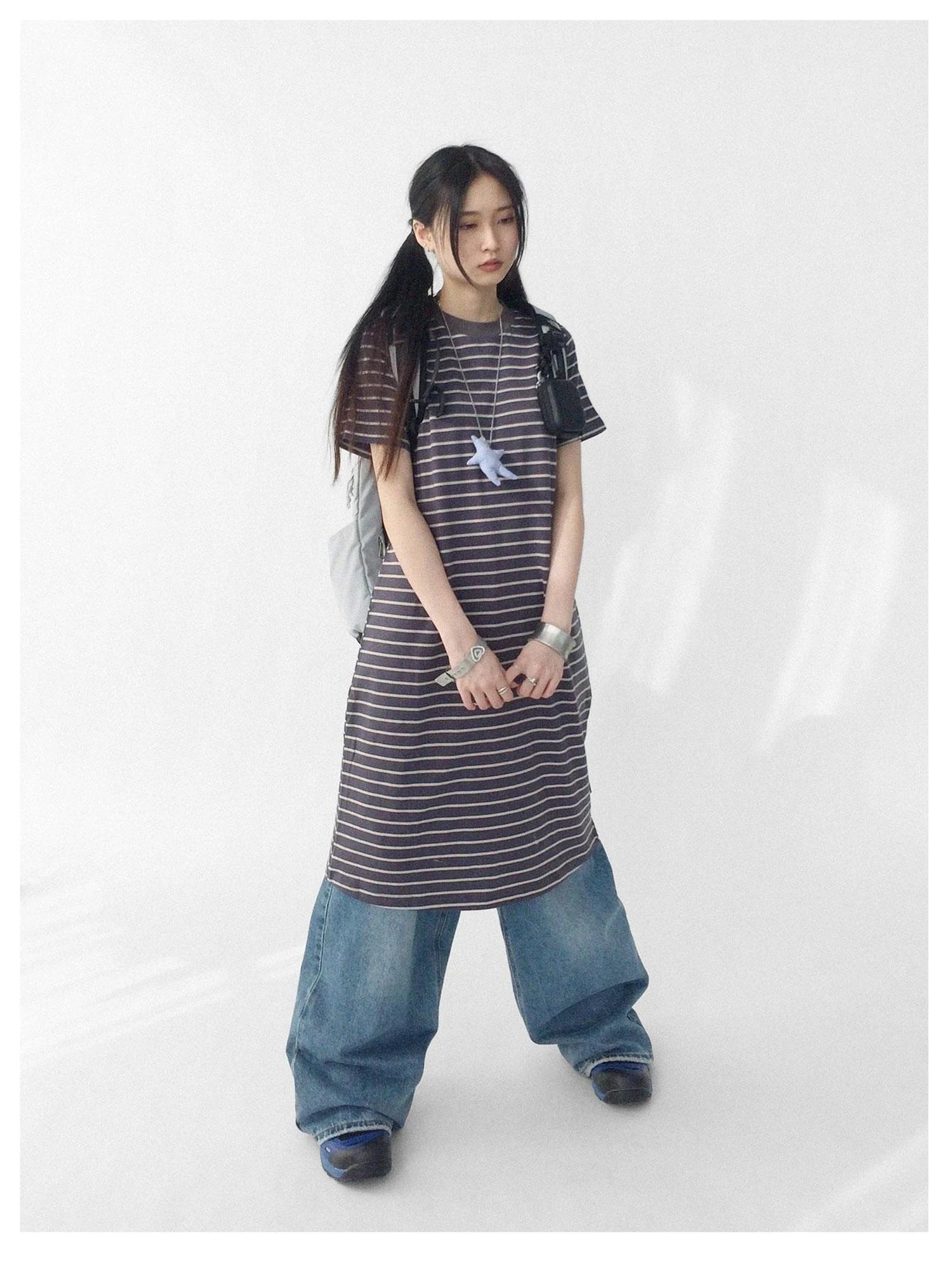 Striped Knit T-shirt Dress