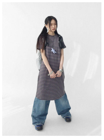 Striped Knit T-shirt Dress