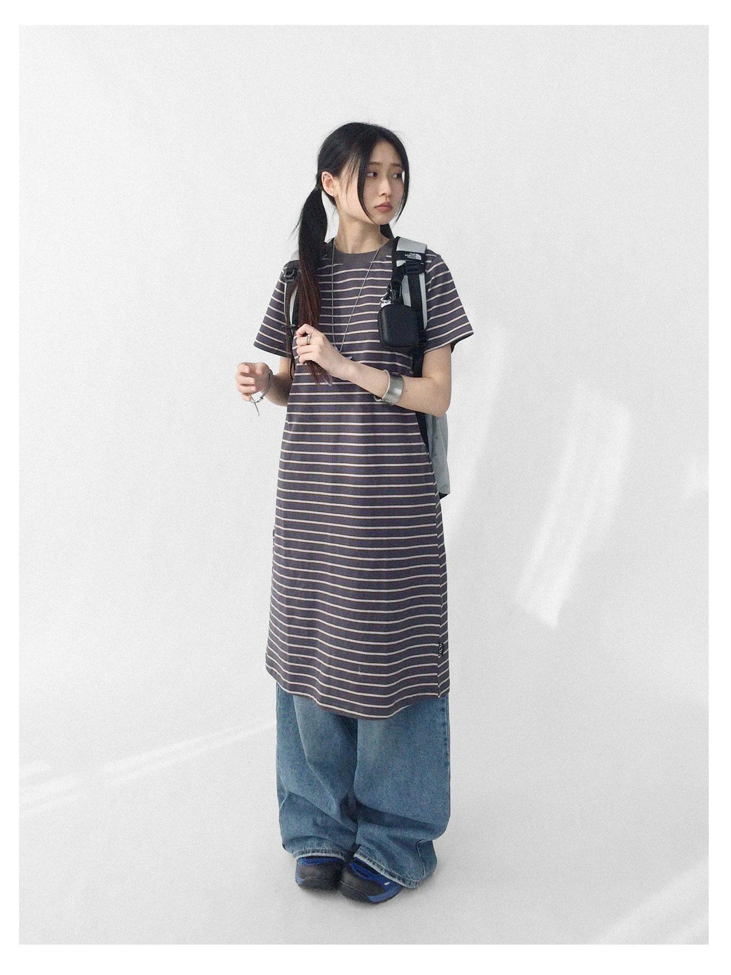 innomoood Striped Knit T-shirt Dress