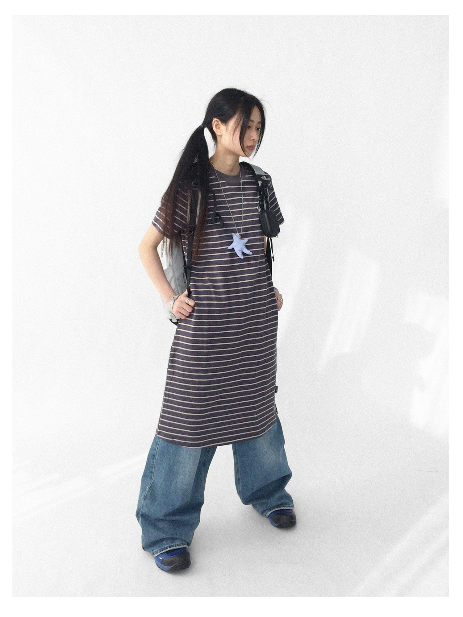 innomoood Striped Knit T-shirt Dress