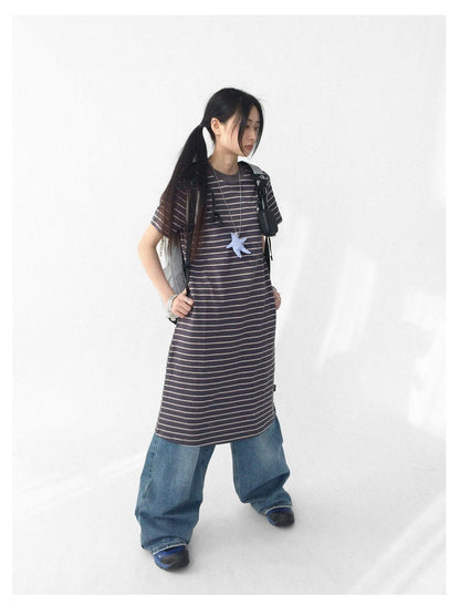 Striped Knit T-shirt Dress