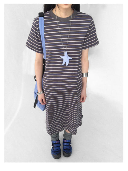 Striped Knit T-shirt Dress