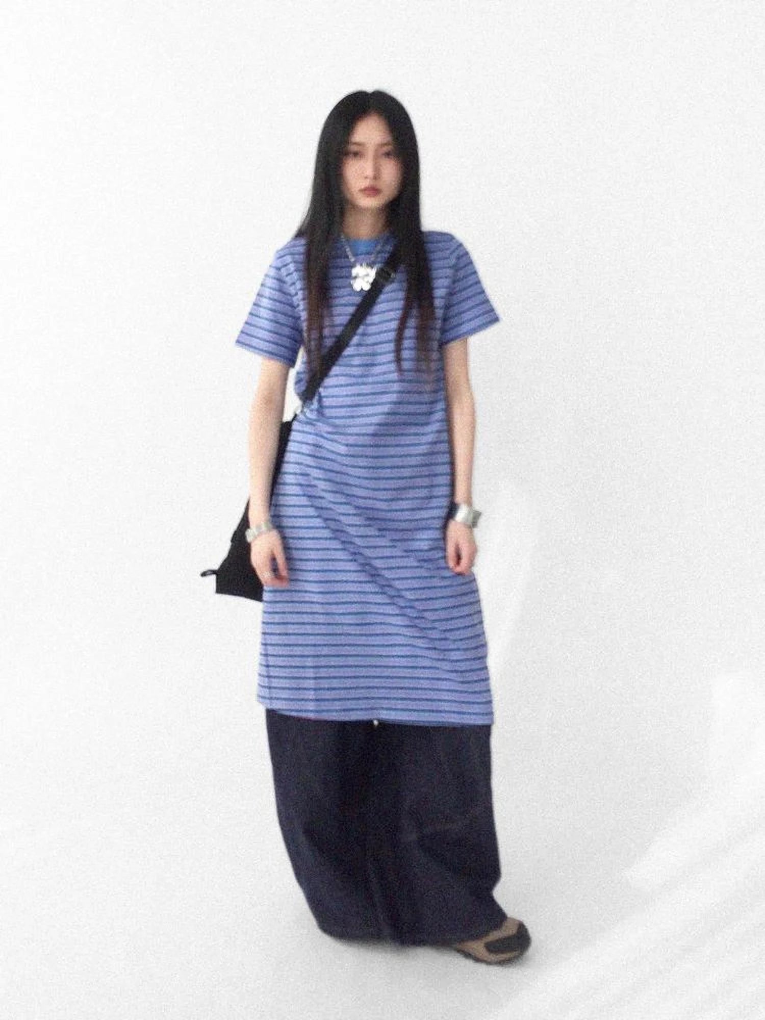 Striped Knit T-shirt Dress