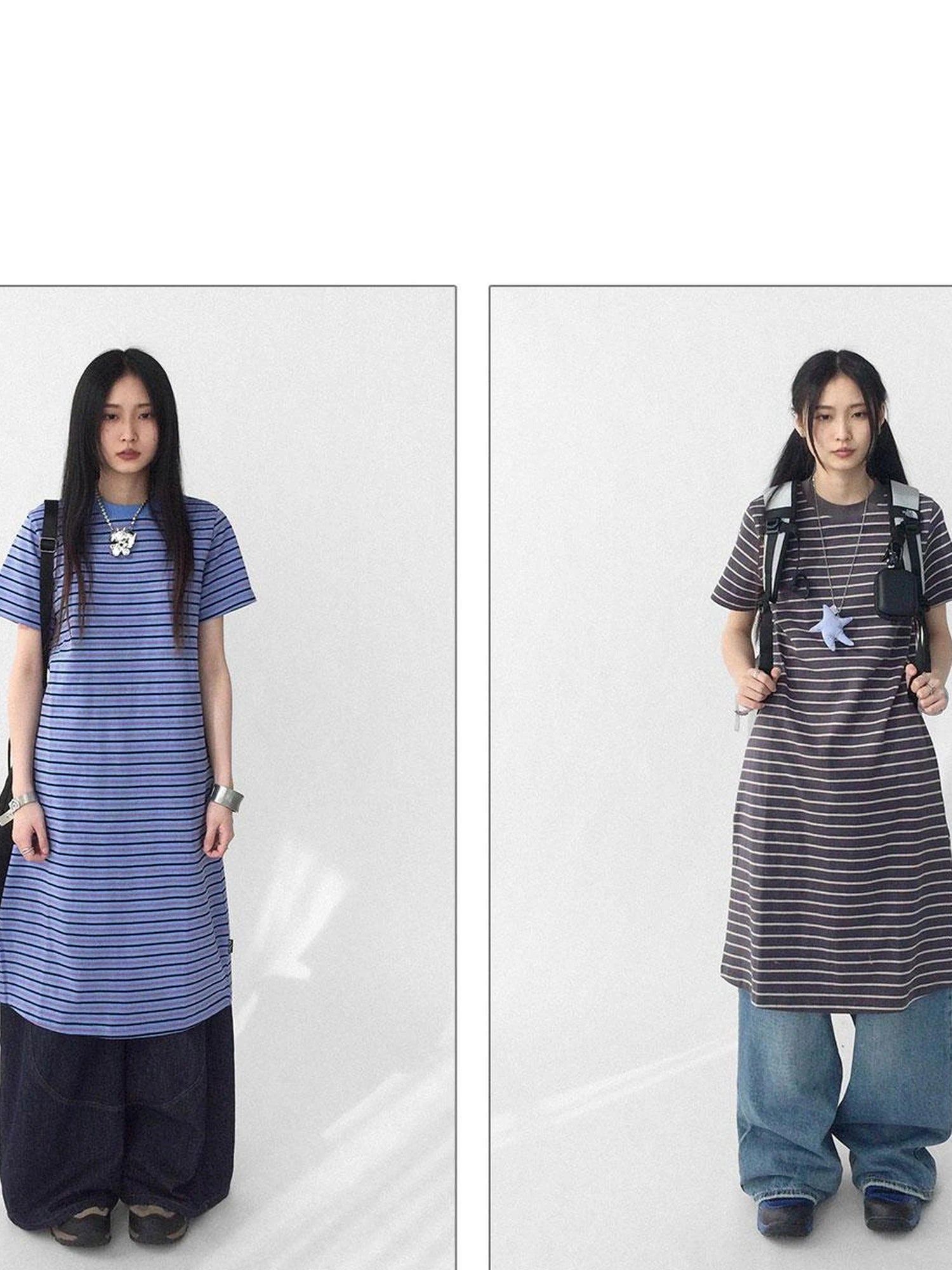 Striped Knit T-shirt Dress