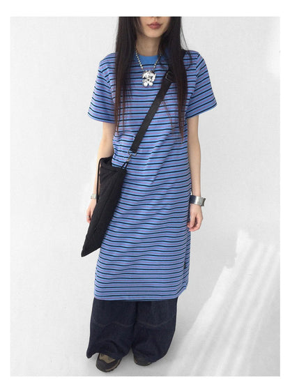 Striped Knit T-shirt Dress