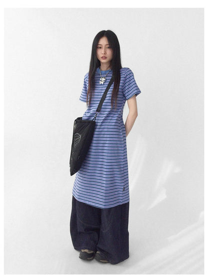 Striped Knit T-shirt Dress