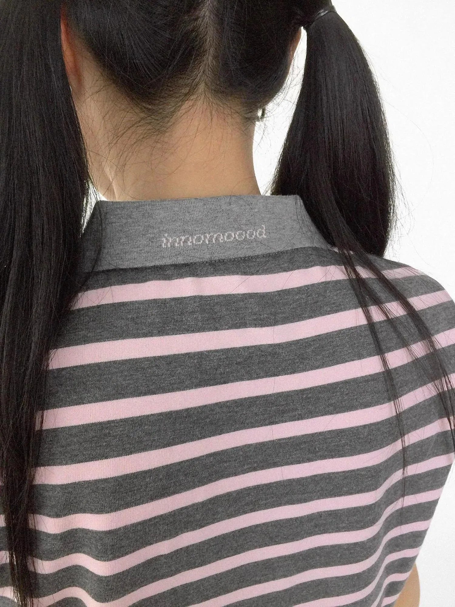 Striped Polo Star Print Collar Relaxed Fit Tee