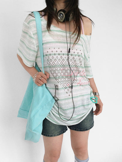 innomoood Striped Print Loose Women&