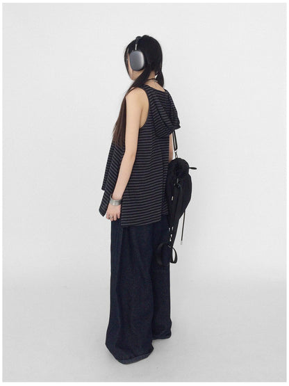 innomoood Striped Star Low Contrast Hooded Shift Dress