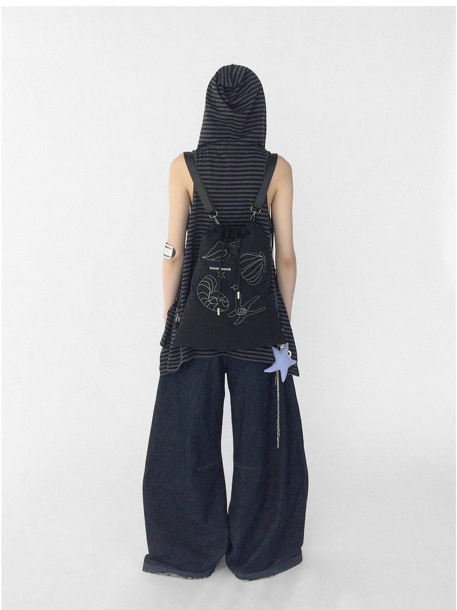 Striped Star Low Contrast Hooded Shift Dress