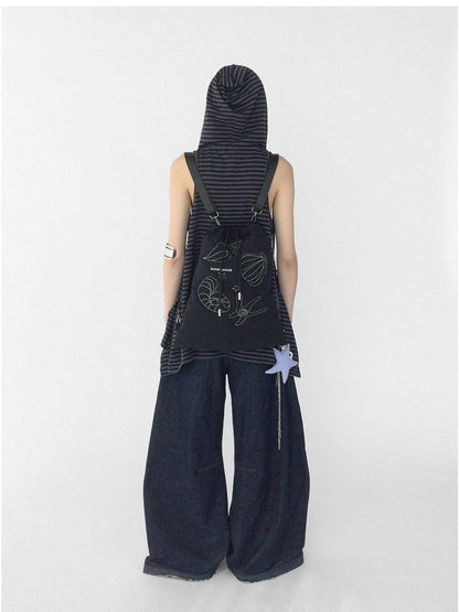 Striped Star Low Contrast Hooded Shift Dress