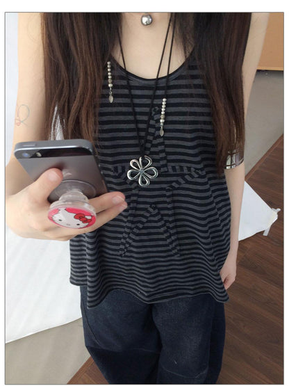innomoood Striped Star Low Contrast Hooded Shift Dress