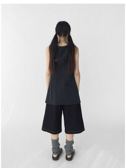 Striped Star Low Contrast Hooded Shift Dress