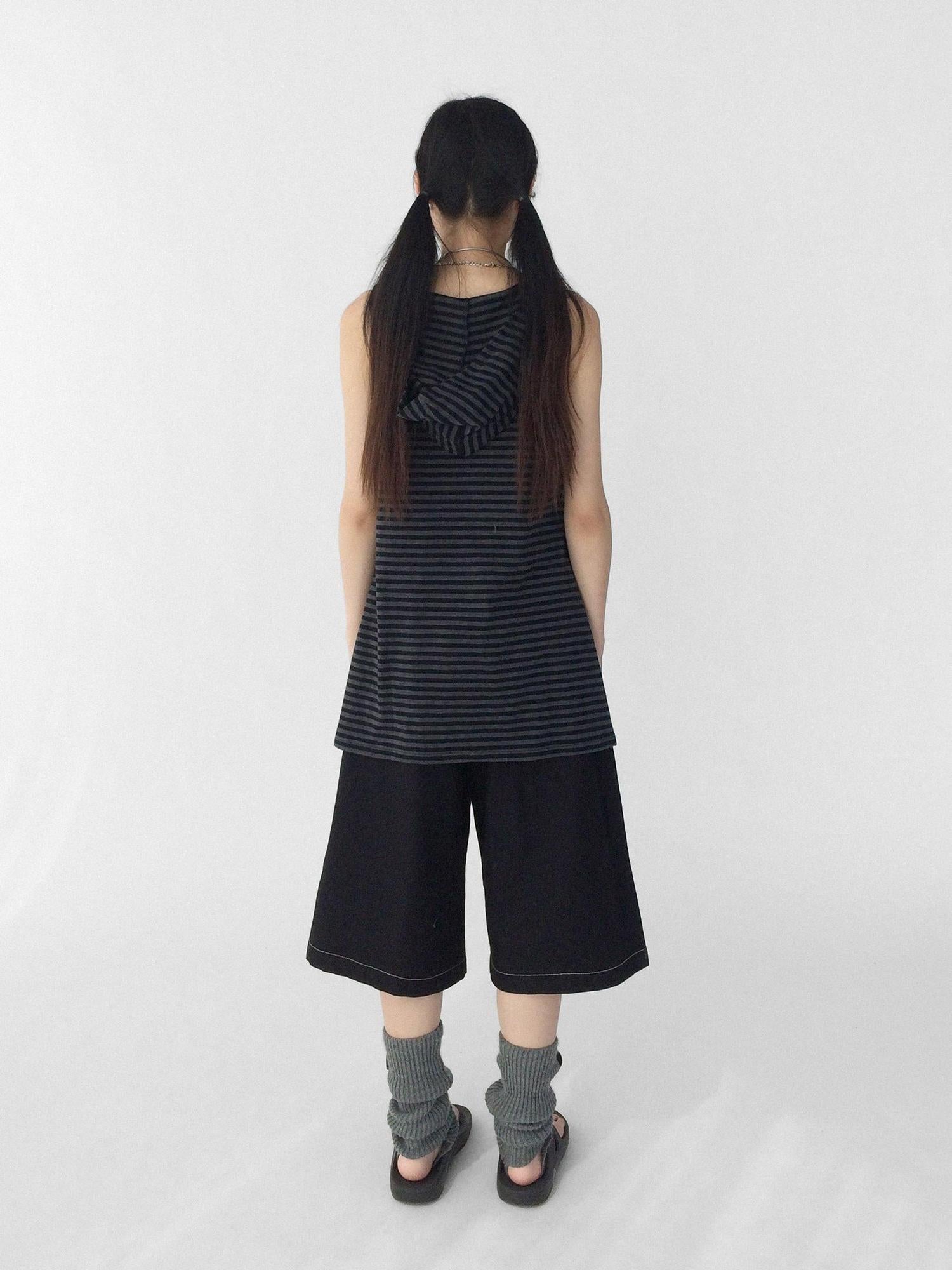 innomoood Striped Star Low Contrast Hooded Shift Dress