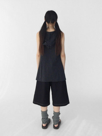 innomoood Striped Star Low Contrast Hooded Shift Dress