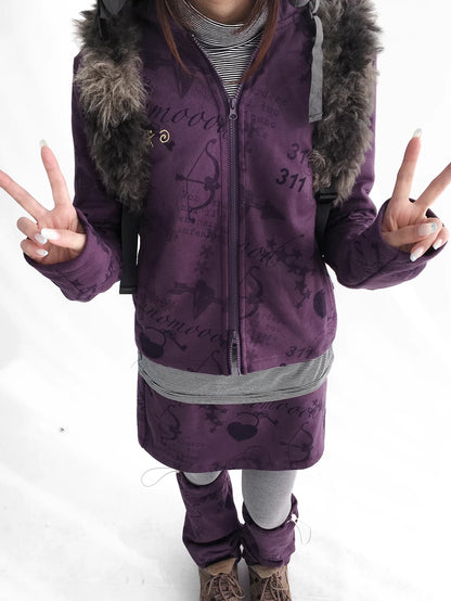 innomoood Stylish Cropped Zip Up Printed Hooded Women 100 Percent Other Material Hoodies