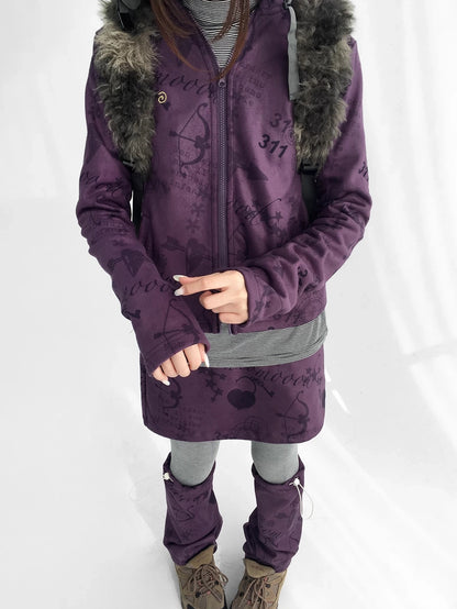 innomoood Stylish Cropped Zip Up Printed Hooded Women 100 Percent Other Material Hoodies