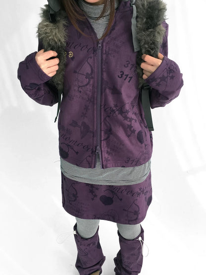 innomoood Stylish Cropped Zip Up Printed Hooded Women 100 Percent Other Material Hoodies