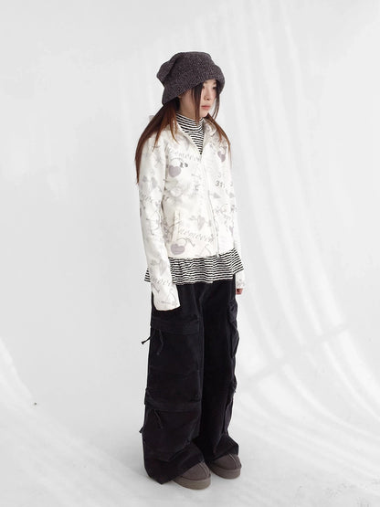 innomoood Stylish Cropped Zip Up Printed Hooded Women 100 Percent Other Material Hoodies