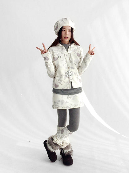 innomoood Stylish Cropped Zip Up Printed Hooded Women 100 Percent Other Material Hoodies