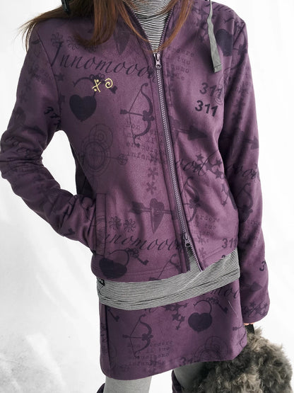 innomoood Stylish Cropped Zip Up Printed Hooded Women 100 Percent Other Material Hoodies