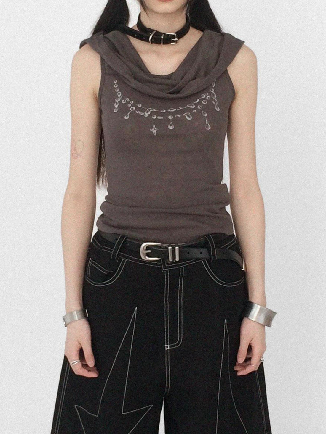 innomoood Tear Drop Hooded Dune Vest