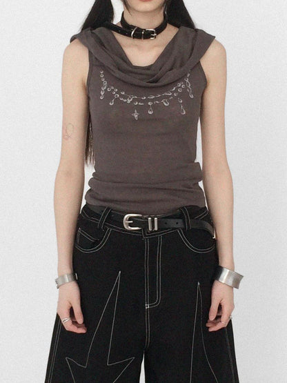innomoood Tear Drop Hooded Dune Vest