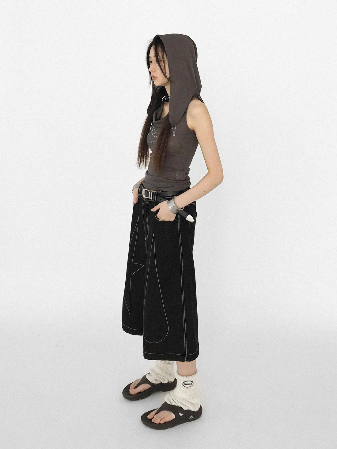 innomoood Tear Drop Hooded Dune Vest