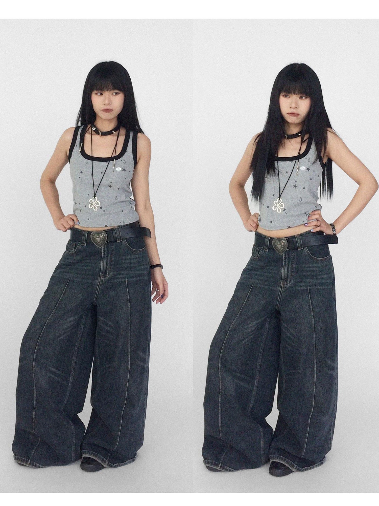 innomoood Tear Star Print Slimming Knit Vest