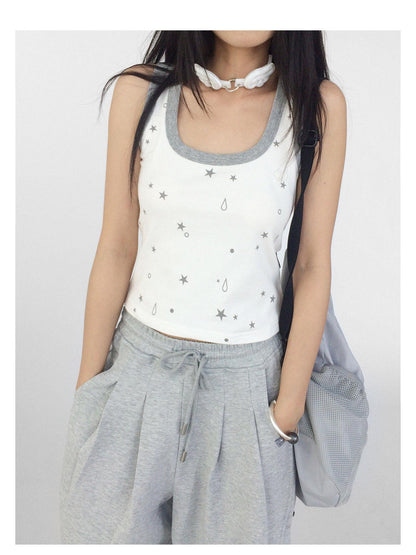 innomoood Tear Star Print Slimming Knit Vest