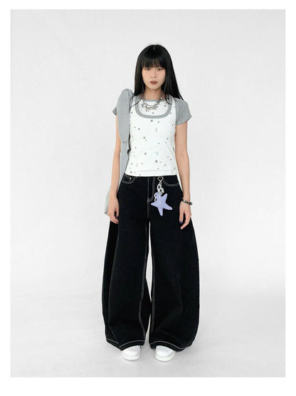 Tear Star Print Slimming Knit Vest