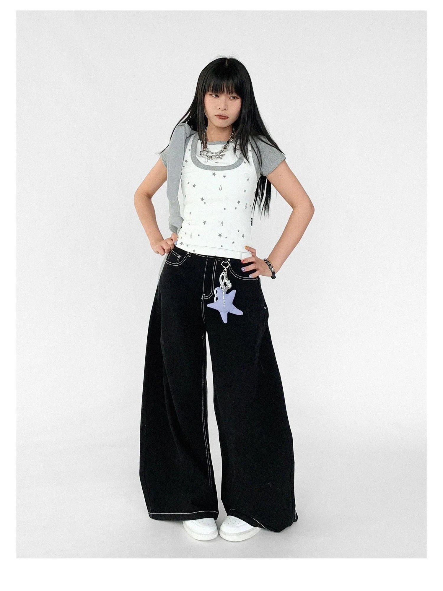 Tear Star Print Slimming Knit Vest