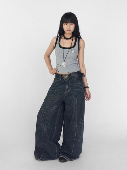 Tear Star Print Slimming Knit Vest