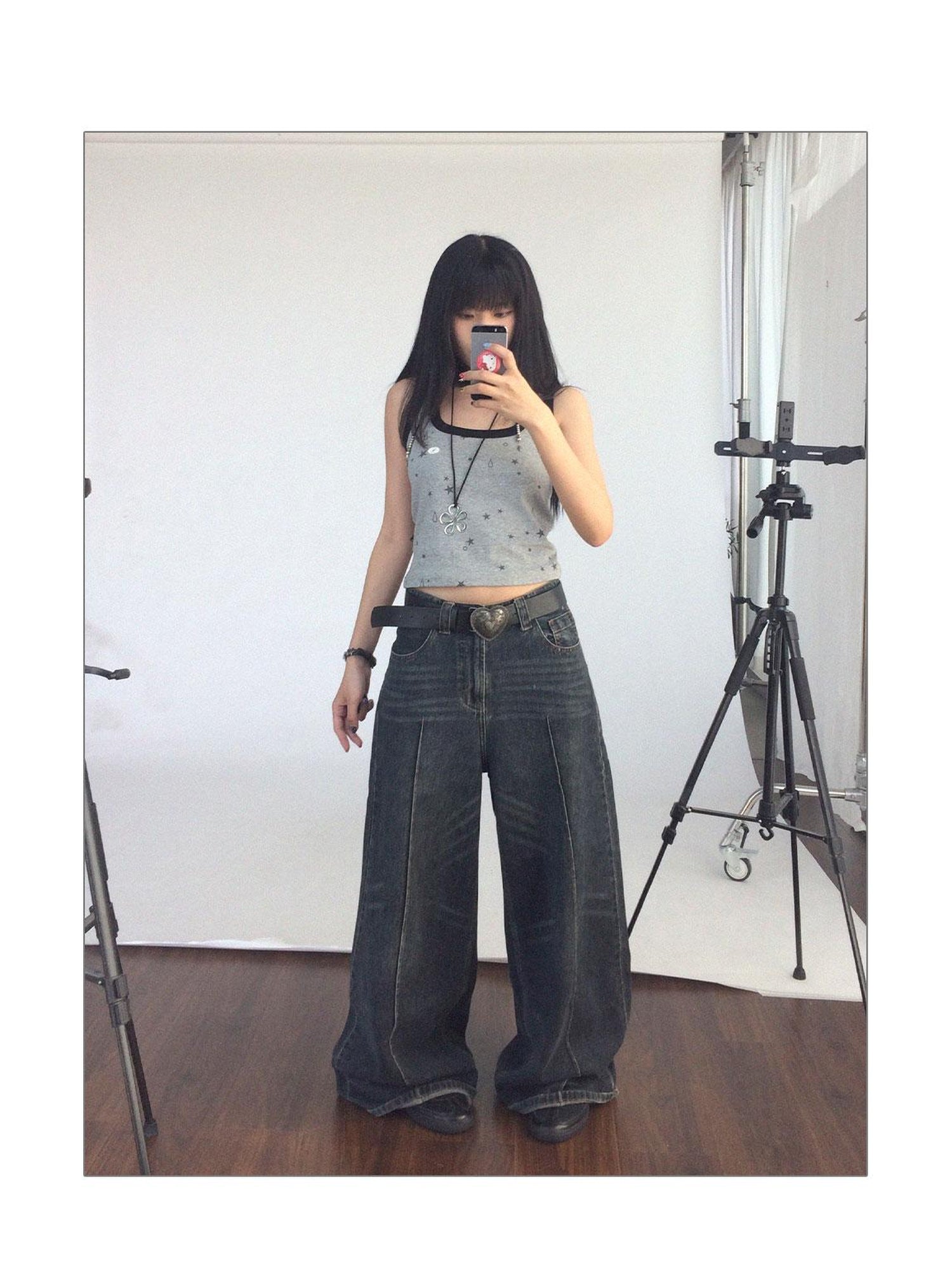 innomoood Tear Star Print Slimming Knit Vest