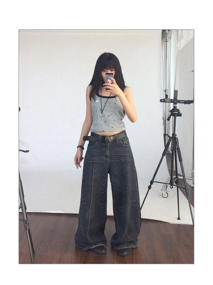 Tear Star Print Slimming Knit Vest