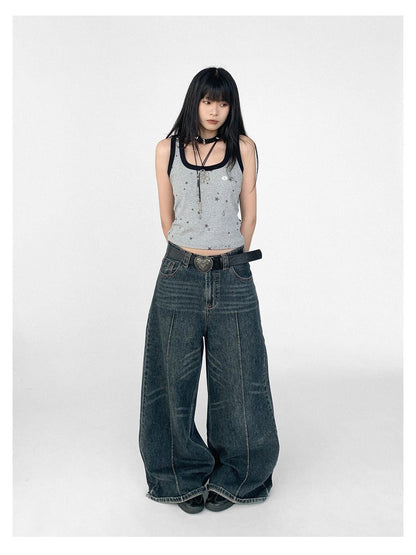 Tear Star Print Slimming Knit Vest